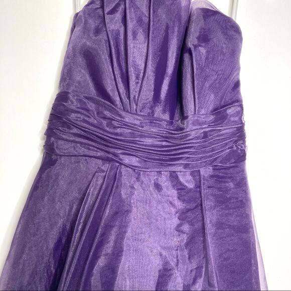 NWT David’s Bridal Wms 2 Strapless Purple Lapis Organza Dress Formal Bridesmaid - Picture 7 of 14